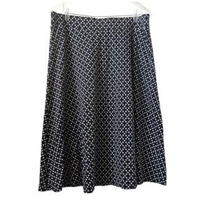 Lands' End Womens XL Skirt Navy Blue White Geometric Diamond Print Cotton 14-16
